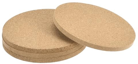 QUARKZMAN 4 Stück Korkuntersetzer 5mm Dick 90mm Rund Untersetzer Gläser Kork rutschfeste Untersetzer für Raclette, Tee, Kaffee, Cocktail Bar Zubehör Hitzebestaendig Wiederverwendbar