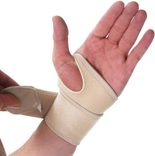 NEOtech Care Muñequera ancha de sujeción - Ligera, elástica y transpirable - Compresión ajustable (Beige, Talla L, 1 Unidad)