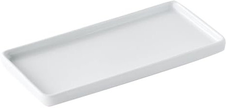 Vassoio da bagno in ceramica bianca rettangolare, versatile per cosmetici, gioielli, sapone e dentifricio | Versatile anche per lavelli da cucina, piano di lavoro (piccolo)
