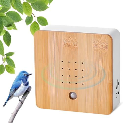 Fågelspöklåda rörelsedetektor, fågelskvitare rörelsedetektor, fågelräddare soundbox väggfäste hus, fågelljud låda, naturligt ljudbox fågel sång, för badrum spa gäster toalett