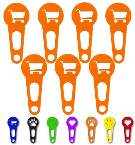 OnAir® 7 Pack Shopping Cart Tokens, Aldi Quarter Holder Keychain, Made in Germany Reusable Grocery Cart Coins, Multiple Colors & Fun Designs