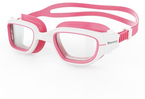 BEEWAY Kids Swimming Goggles 6-14 | Wide View | Anti-fog | Anti-leak | Quick Adjust Strap | UV Protection | Super Comfort for Boys and Girls