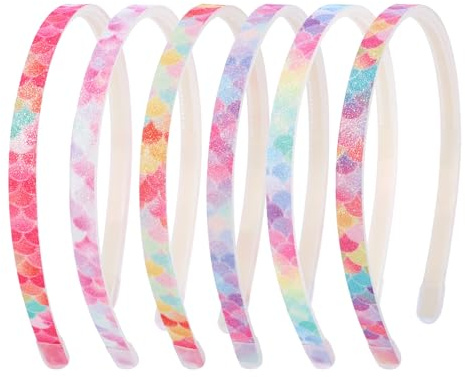 Candygirl Glitter Headband for Girls Kids Bling Hairband with with Teeth,Sparkly Headbands Rainbow Sequins Alice Band Cute Non-Slip Mermaid Print Plastic Headband for Child Glitter Hair Hoops