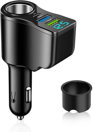 106W 4-in-1 Zigarettenanzünder USB Splitter mit 30W PD & QC3.0 Schnellladegerät, Auto Ladeadapter 12V/24V mit LED Spannungsanzeige, Universelles KFZ Zubehör für iPhone, Samsung, Tablet, Dashcam, GPS
