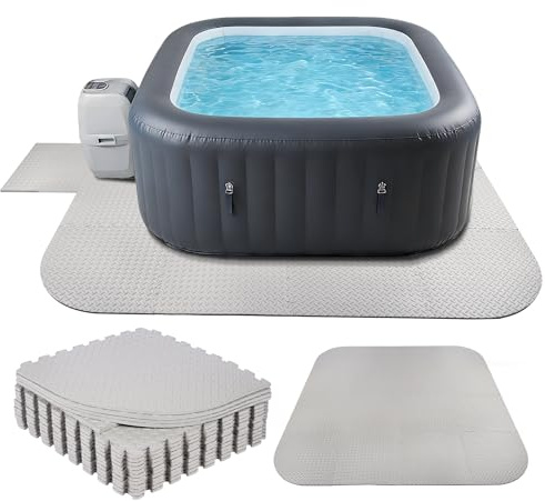 Nisorpa 85 Inch Hot Tub Pad Foundation for Inflatable Tub 1/2 Extra Thick Hot Tub Mat Non Slip Pool Spa Pad EVA Foam Padding Flooring Protector Outdoor Game Camping mat for Outdoor Balcony (Grey)