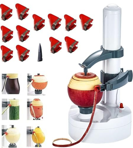 Pelamatic Potato Express Electric Peeler - 12 Spare Blades - Safe & Easy to Use - Effortlessly Peels Vegetables and Fruit (White USB)