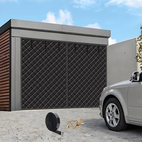 183 213 244 305 488cm Garageportsskärm, Magnetisk Termisk Garageportsisoleringskit, Garageportsisolerade Paneler, Upprullningsgardin för Vinterbruk Ljudisolerande(Svart,W18xH7ft/549x213cm)