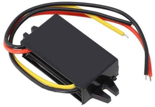 DC 12V to 5V Voltage Converter 3A 15W Car Power Supply Adapter with ABS Housing for Motorcycle and Vehicle Installation, Black