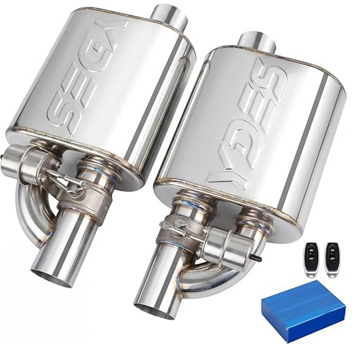 YDES 2.5 Inch Remote control Valved Muffler Exhaust Cutout with Muffler Cat Back Exhaust System Kit (2pcs)