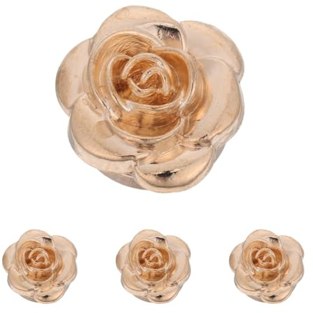 LOLIPPYY 4pcs Gold Rose Button Sleeve Metal Button Covers for Women Shirt Jacket Uniform Clip Covers for Knitting Sweaters Crafting Flower for Clothing Bags