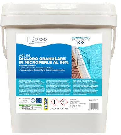 Cubex Professional ACL 56-10 kg | Dicloro Cloro Granulare 56% per piscina in microperle | Pulizia e Igiene | Manutenzione acqua piscina