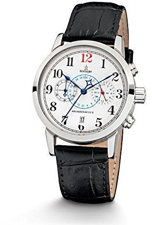 Kronsegler Amundsen 90°0'0''S damkronograf och telemeter stål-vit/svart, Vitt, armband