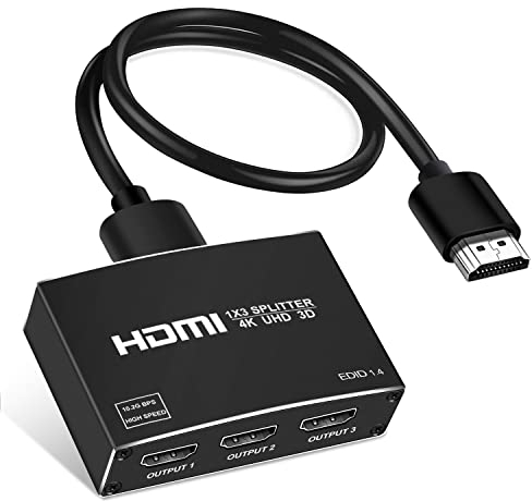 4K HDMI Splitter 1 in 3 Out mit 2.6 Ft HDMI Kabel, NEWCARE Hdmi Verteiler [Mirror Only] Unterstützt 4K@30HZ, 1080P, 3D, HDR, HDCP, Doby, hdmi Splitter für Xbox PS5 Fire Stick Roku Blu-Ray Player DVD