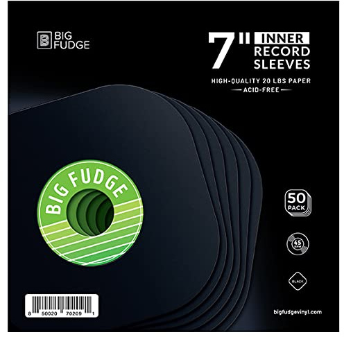 BIG FUDGE Skivomslag Album Inre ärmar - 18 cm x 50 St - Special Tungvikts- Och Syrafri Svart Utgåva - Slimmad Antistatisk Skivfodral För Singlar Och LP Mofi Innerhylsor