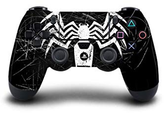 PS4 Controller Vinyl Sticker Decal Skin Wrap Scratch Protection - Black Venom Spider Logo Design - PlayStation 4 Controller