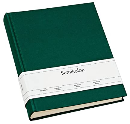 Semikolon 363976 Photo album Classic Medium - 21.6 x 25.5 cm - 80 pages cream-coloured, for 160 photos - forest green