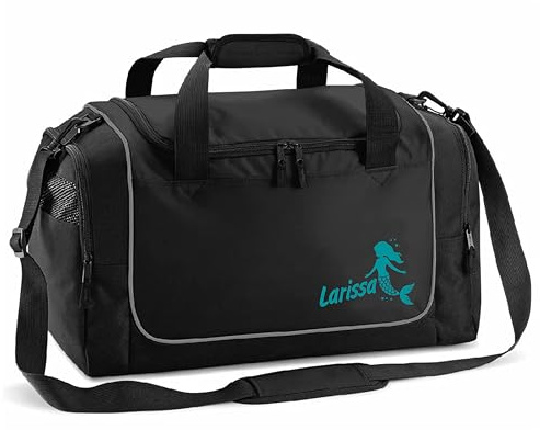 Sporttasche mit Name Meerjungfrau Aqua | personalisierbar individuell Bedruckt Geschenk für Kinder & Erwachsene kleine Reisetasche Badetasche Schwimmtasche Schulsport Geschenk Schulanfang Mädchen