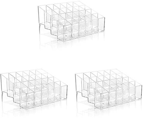 FRCOLOR Clear Acrylic Cosmetics Organiser 3-Slot Lipstick Holder for Makeup Storage and Display Compact Cosmetic Rack for Lipstick Nail Polish Jewelry - Bathroom Vanity and Dressing Table Use