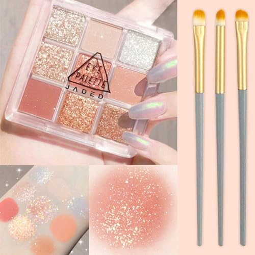 9 Farben Lidschatten Eyeshadow Palette Mit 3 Lidschattenpinsel Matte Glitter Eyeshadow Langlebiges Make Up Palette Wasserdichte Schminkpalette Lidschattenpalette Schminke Set Für Mädchen Und Frauen