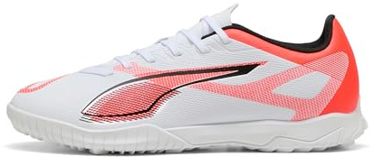 Puma Ultra 5 Play TT, Unisex Fussballschuh, Puma White-Puma Black-Glowing RED,