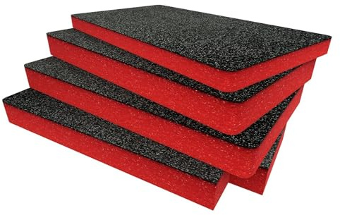 Shadow Foam Einsatz Pack für Peli 1510 – Cut and Peel Schaumstoffeinsätze für Peli Cases | Kamera-Aufbewahrung, Fotografie-Organisation, Rot/50 mm