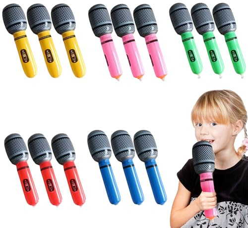 FUIPVGI Accessoires de fête gonflables et microphone pour fête d'anniversaire