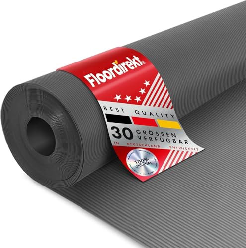 Floordirekt Tapis en caoutchouc, à rainures fines, 3 mm, revêtement de sol antidérapant, nervures fines (noir, 100 x 250 cm)