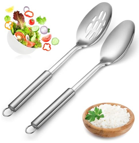2 Pezzi Cucchiaio Forato in Acciaio Inossidabile Cucchiaio da Portata a Foro Cucchiaio da Cucina Cucchiai da Portata Grandi Mestolo Cucina Grande per Il Ristorante a Buffet Degli Hotel Famiglie