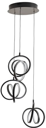 ValueLights | Infinity Matte Black Loop Twirl 3 Way Cluster Drop LED Ceiling Pendant Light