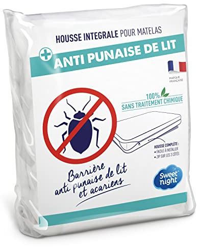 Sweet Night - Vollständiger Matratzenbezug 140 x 200 cm | Anti-Bettwanzen- und Milbenschutz | Renoviert Matratze | Reißverschluss | ohne chemische Behandlung | EP. bis 20 cm