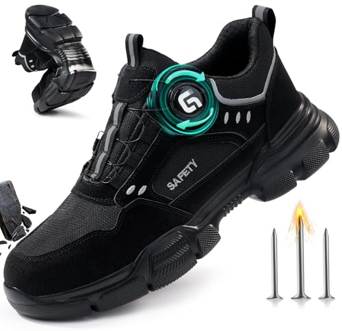 GUSAYEX Steel Toe Cap Trainers Mens Breathable Work Safety Shoes