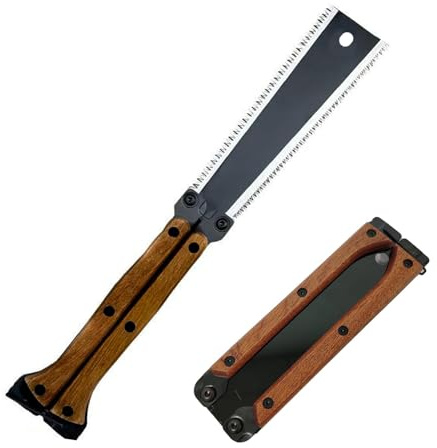 ANBOO Japanese Pull Saw, 6.5 Inch Folding Saw with Double-Edged SK5 Blade & 3-Sided Teeth for Woodworking, Camping, Garden Pruning DIY Tools