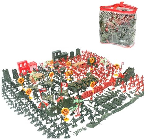 330 Pcs Military Soldier Playset Army Action Figures Plastic Kids Military Game Action Set for Boys Kids Children (A)