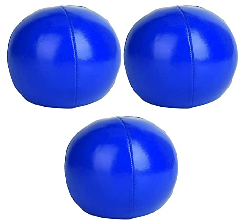 Kukyller Pelotas de malabarismo, 3 Piezas de 2,5 Pulgadas de Poliuretano, Juego de Malabares para Principiantes y Profesionales con Bolsa de Red (Azul)