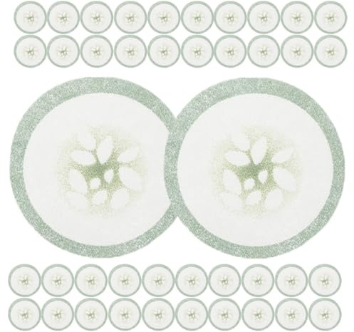 BAZEITFLOW Almohadillas Oculares Estampado de Pepino Cuidado Ojos, 200 Piezas de Tejido Ligero y Creativo, Ideales para Uso en Casa y Absorción Acelerada
