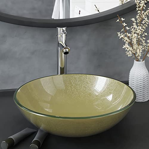 Genérico Lavabo de baño Grifo&desagüe de Empuje Vidrio Templado dorado-3098459