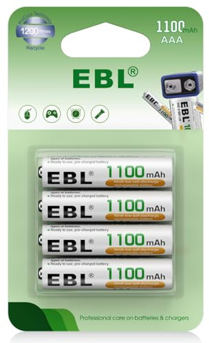 EBL AAA Rechargeable Batteries (4 Counts) 1100mAh Pre-Charged Triple A NiMH Battery with Retail Package