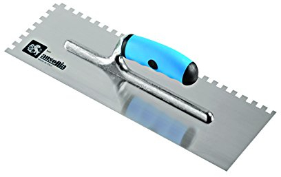 AUSONIA - 42318 LLANA PARA COLA DE 36X12 CON DENTADO DE 10X10 CON MANGO DE GOMA BIMATERIAL Y HOJA DE ACERO INOXIDABLE