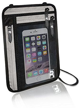 RevereSport Reise Brustbeutel mit RFID-Blockierung für Damen und Herren Schwarz Bildschirm