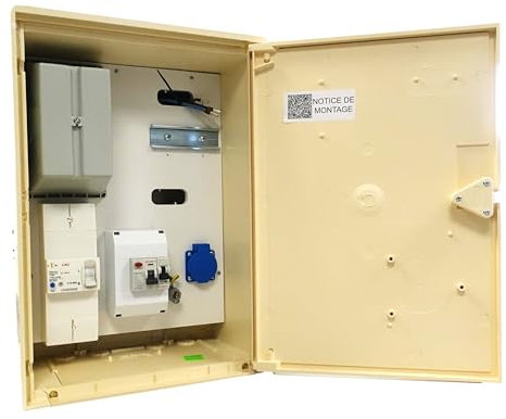 Carré Rouge - Coffret Compteur de Chantier Monophasé 30/60A - 1 Prise - Compatible Raccordement ENEDIS, Étanche, Fabrication Française - 49 x 35 x 20 cm