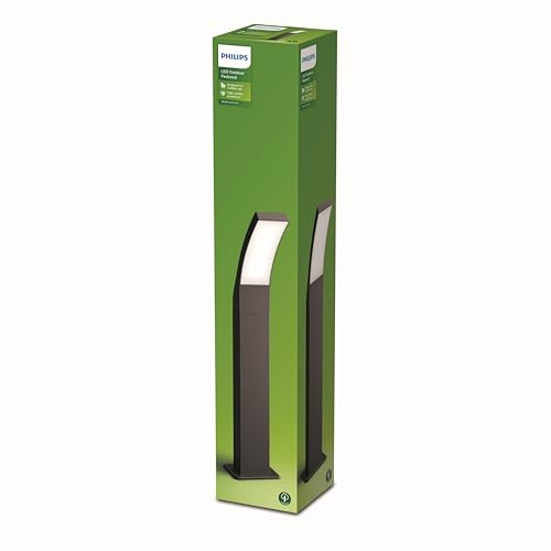 Philips Splay Sockelleuchten für den Außenbereich, 12 W, 2700 K, warmweiß, wasserfest, anthrazit, IP44 wetterfest