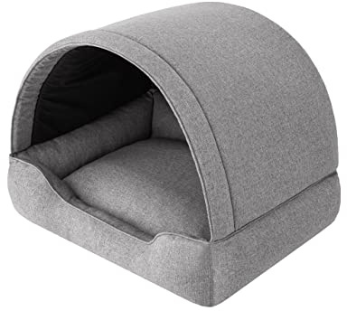 Dog Bed, Fabric House, Cat Cave, Basket, Lounger, Sleeping Places, Furniture for Animals, Sofa, Grey, XL: 82 x 58 cm