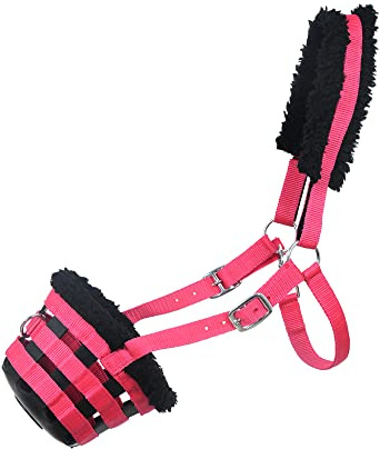 SIE - Bolsas de alimentación para bozal de pastoreo de caballos (tamaño matrimonial, rosa)