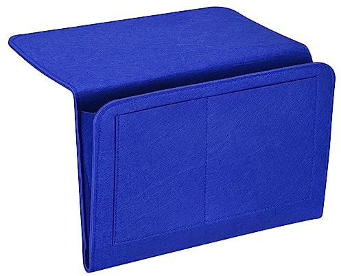 PATIKIL 13 Feltro Bedside Organizer Letto Appeso Caddy 5 Tasche Divano Scrivania Borsa Appesa Doppio Strato per Rivista Telecomandi Telefono Tablet Blu