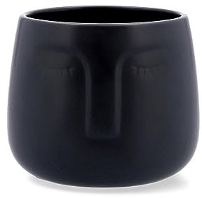 VINTHERA Moa Macetero Negro con Caras, ø13,5x13CM