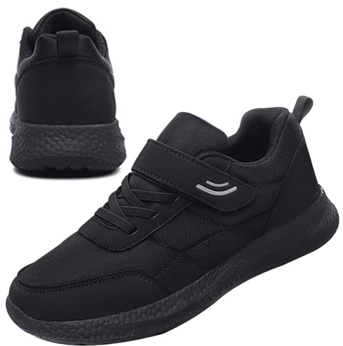 AZMAHT Scarpe Diabetici Donna Scarpe Uomo Ortopediche Extra Larga per Uomo Scarpe con Chiusura Facile Scarpe in Pelle per Diabetici Regolabili per Piedi Gonfi,Nero,40/250mm