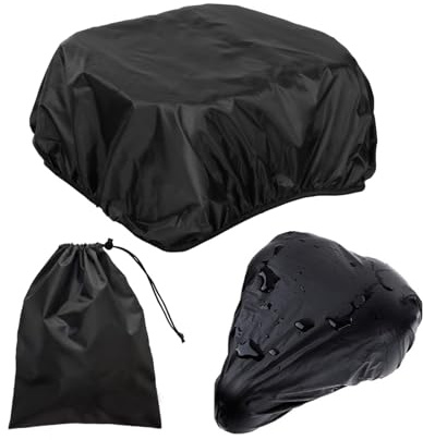 DHWEKU Cubierta de Lluvia para Cestas de Bicicletas, Funda para Lluvia para Sillín de con Bolsa de Almacenamiento para Tipos Comunes de Bicicletas (Negro)
