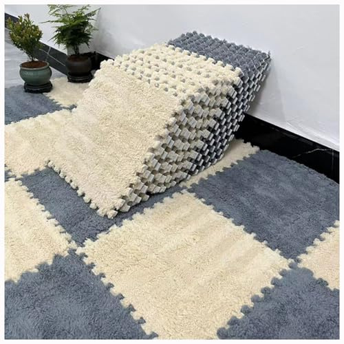 LXXW Alfombra entrelazada Alfombra Cuadrada De Felpa, 10 Baldosas Cuadradas De Espuma Entrelazadas, Suave Y Antideslizante, Alfombra De Retales for Habitación, Decoración De Habitaciones Alfombra de e