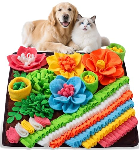 AMIR Snuffle Mat for Dogs, Sniff Mat Slow Feeding, Encourages Natural Foraging Skills, Slow Eating, Help Stress Relief and Training, Large Snuffle Mat, Dog Puzzle Toys, 20 inch Brown