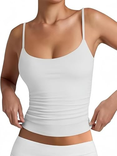 Sukiglam Débardeur Femme sans Manches à col U Crop Top d'Été Haut Élastiques Caraco Y2k T Shirt Sexy Slim Fit Tank Tops à Bretelles Spaghetti Réglables Basic Camis Lingerie Yoga Fitness Camisoles